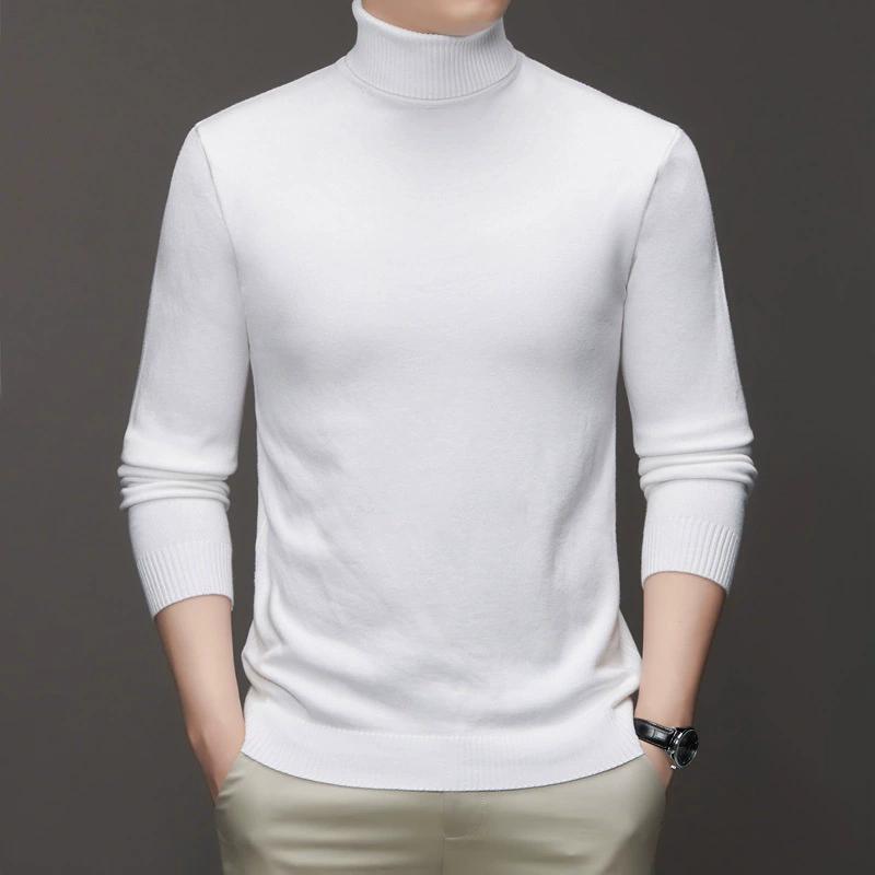 

Осень Зима Мужской Высококачественный Вязаный Свитер с Воротником Гольф Приталенный Длинный Рукав Не Скатывающийся Пуловер Однотонный Тренд Мужская Уличная Одежда XS