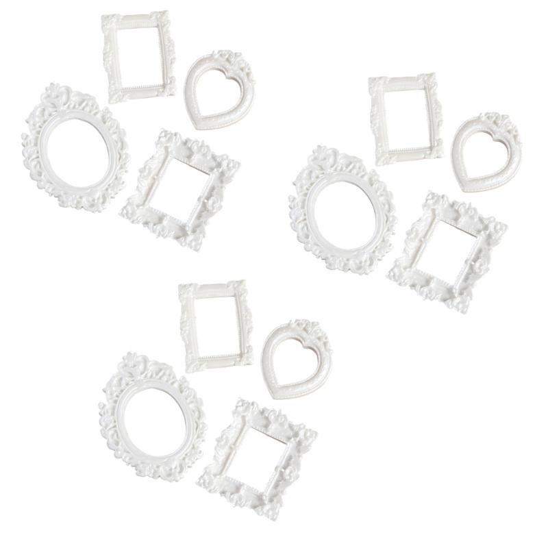 

12PCS Small Antique Resin Picture Frame Miniature Rectangular Oval Jewelry Display Photo Frame for Weddings Party Decors