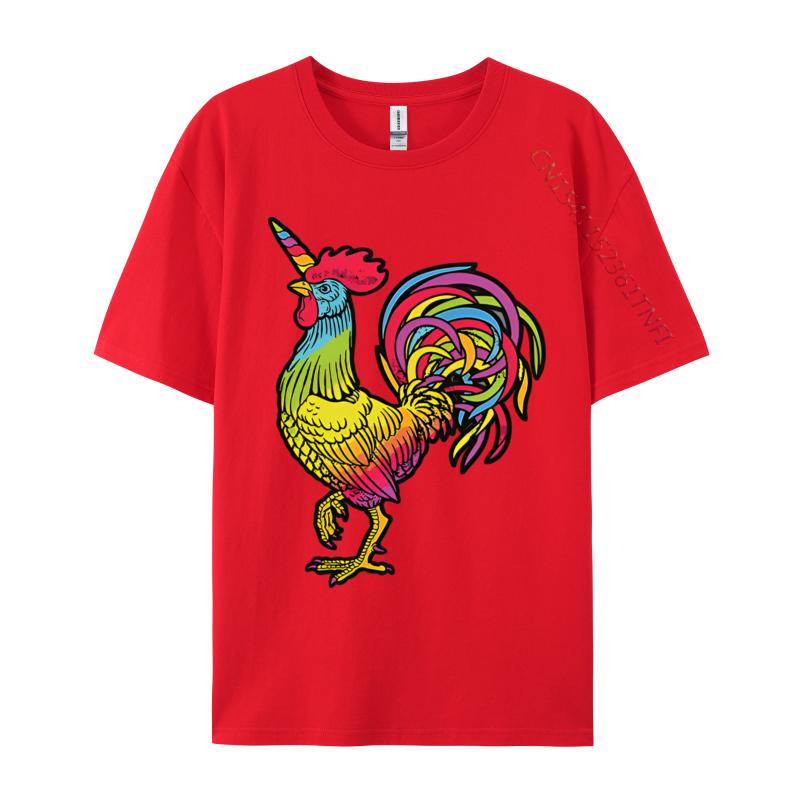 Chicken Unicorn Rainbow Rooster Unicorn Tshirts Male Top Tshirts Special Cotton Tops T Shirt Slim Fit Graphic T Shirts
