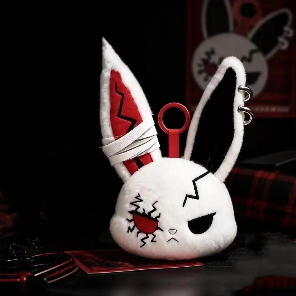 Plush Dark Bunny Plush Doll Embroidered Rabbit Bag Charm Cute Bunny Plush Keychain Daily Carry