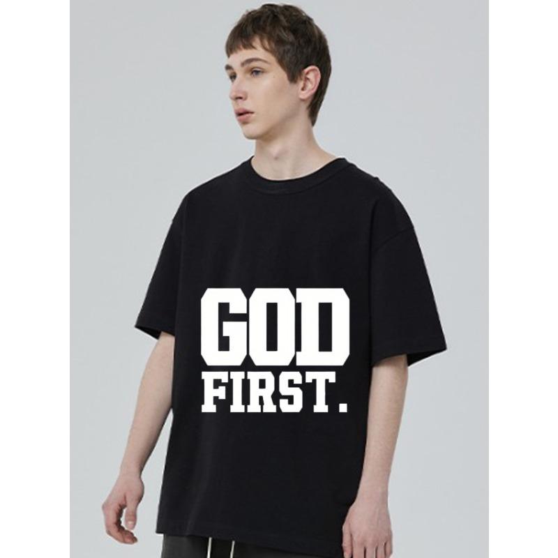 Black T Shirt God First Religious Statement Graphic Tee for Men and Women Casual Wear Church Outfit Faith Inspired Clothing
