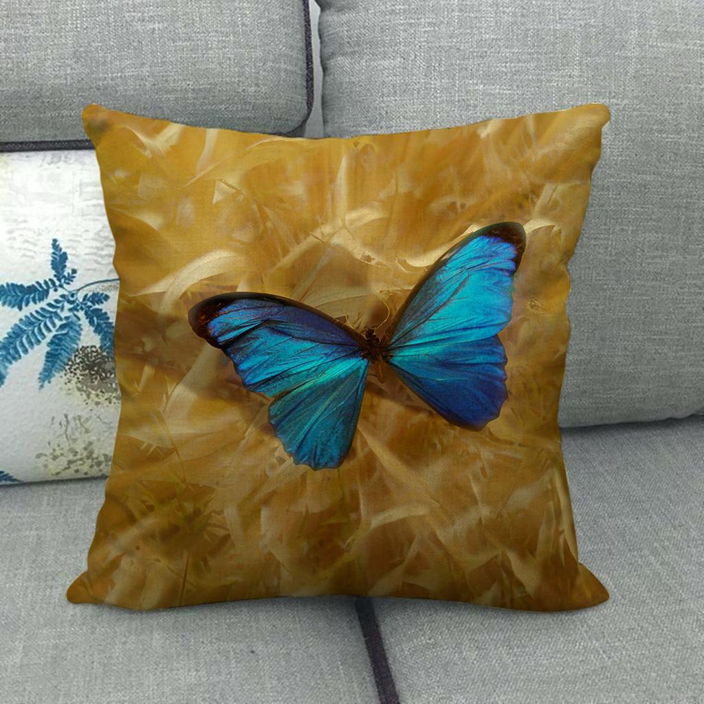Butterfly Colorful Cartoon Insect Animal Digital Printing Short Plush Pillow Covers For Car Sofa Office Cushion Cover Home Goods