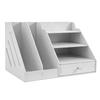 Desktop File Organizer PVC Space Saving Desk Organizer Shelf with Drawer for School Home Office Supplies B