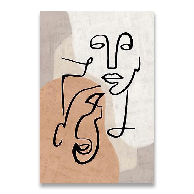 Abstract Color Block Woman Beige Stained Wall Art Canvas Painting Nordic Posters And Prints Wall Pictures For Living Room Decor No Frame