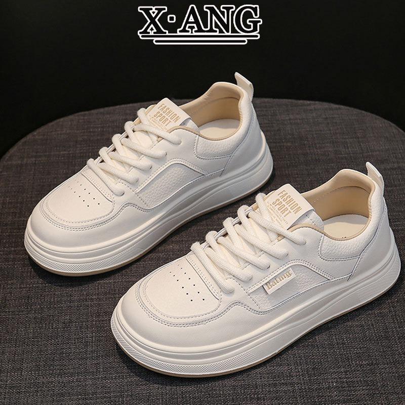 Autumn new leather board shoes women's versatile soft-soled student white shoes children's lightweight casual sports shoes