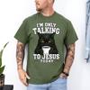 I'm Only Talking To Jesus Today Funny Black Cat Christian Unisex T-Shirt