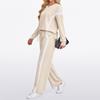 Women's Fashion Casual Long-Sleeve Solid Color Blocked Hoodie And Wide-Leg Pants Two-Piece Set