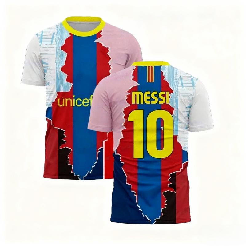Camisa de Futebol Manga Curta Assinada Conjuntamente Edição Especial Messi Uniforme de Treino de Futebol Camisa Respirável Camisetas Familiares para Crianças
