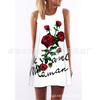 European and American Hot-selling New Digital Printing Round Neck Big Pendulum Loose Off-the-shoulder Medium and Long Vest Sleeveless Dress