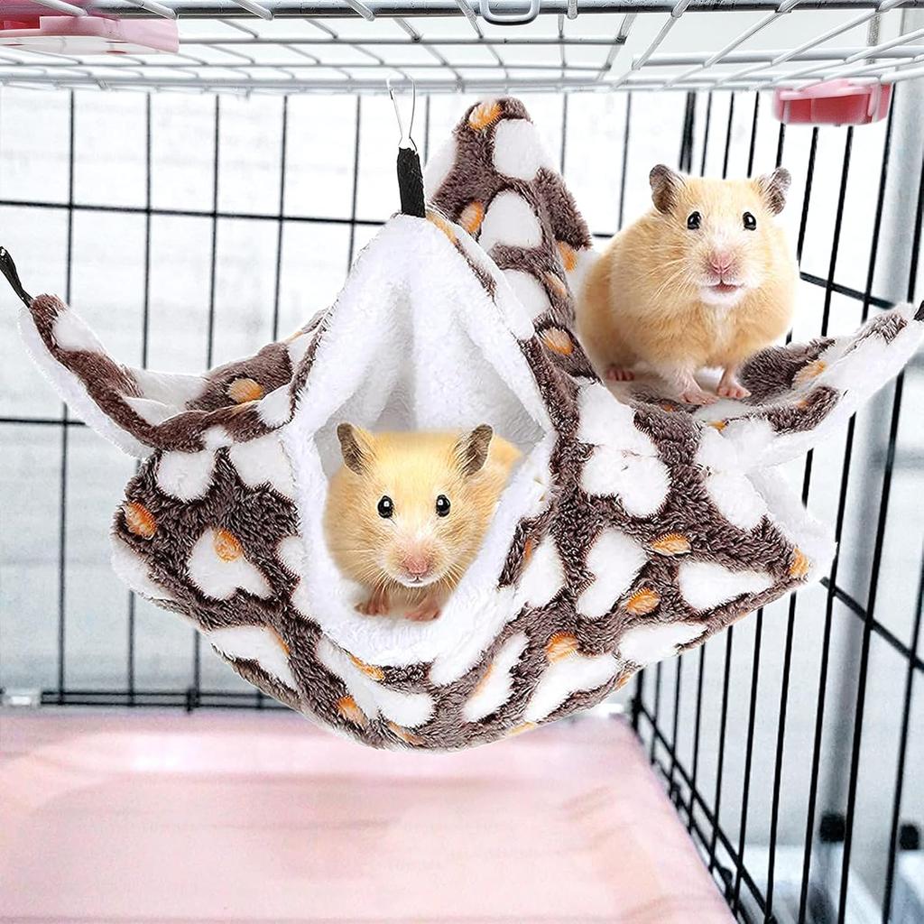 Hammock for Rat Guinea Pig Hamster Cage Double Thick Plush Warm Hanging Tree Bed Small Animal House Nest Sleeping Bag Pet Supply