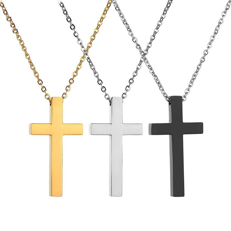 Hochwertige Edelstahl Personalisierte Namenskette Einfache Mode Kreuz Anhänger Halskette Unisex Kundenspezifischer Schmuck Geburtstagsgeschenk