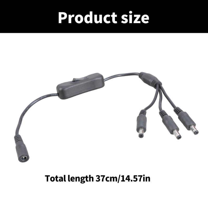 5.5x2.1mm DC5521 Y Splitter Power Cable with On/Off Switcher for Security Camera and LED Light 37CM