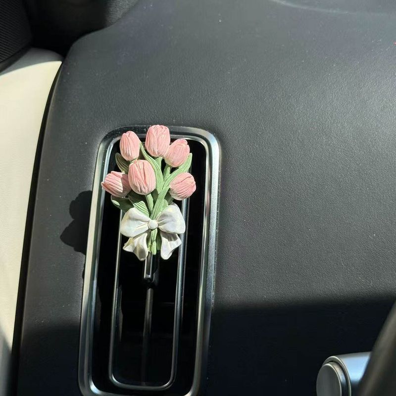

Original Kitty Cat Tulip Car Fragrance Air Freshener Car Perfume Vent Decoration Diffuser Stone Aromatherapy Healing Series Waterproof Pink Tulip - Includes Essential Oil