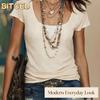 Women's Fashion Casual Solid Color Print Short Sleeve V Neck Blouses & Shirts