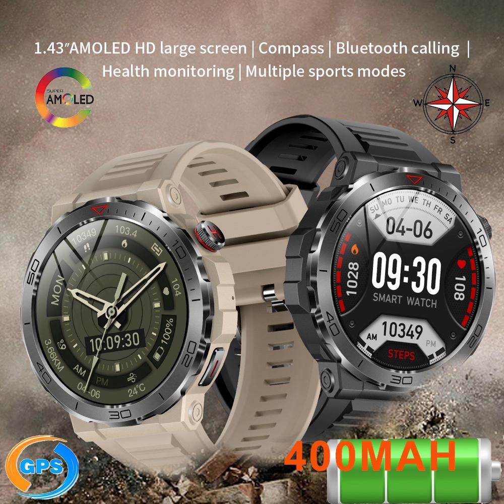 MK68 1.43-inch AMOLED Screen Bluetooth-compatible Call Smart Watch Health Monitoring Outdoor Sports Watch