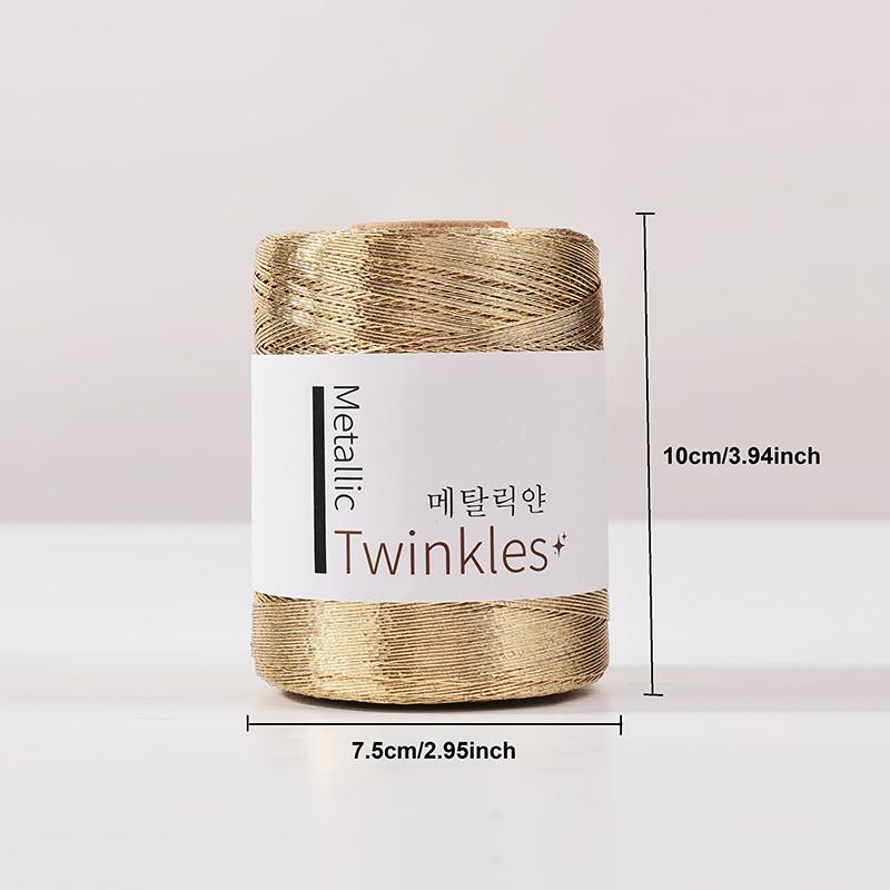 1 Roll, Metallic Twinkle Yarn - 1Mm Thick, Polyester & Rayon Blend, Ideal For Diy Crafts, Crochet, Lace, And Home Decor