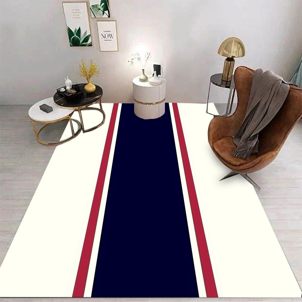 Color Block Stripe Pattern Carpet With Green Orange Yellow Blue Contrast Stripes Designs Non Slip Rug For Living Room Decor