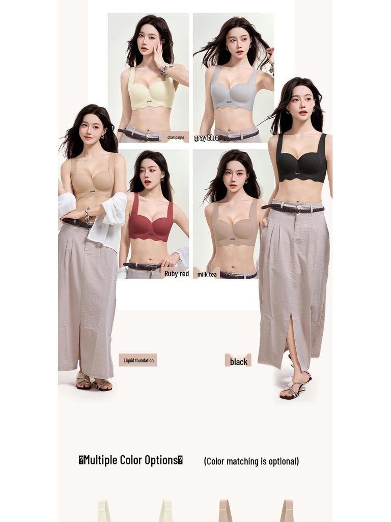 Seamless Women's Half-Cup Bra: Enhances Small Chests, Uplifts, Anti-Sag, and Offers Side Support for a Sexy, Round Look.