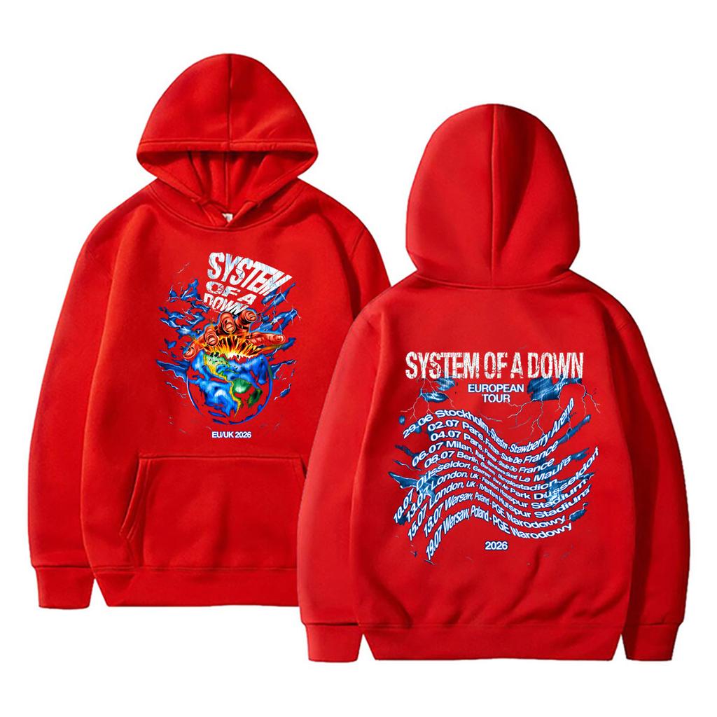 Rock Band System of A Down Tour 2026 Hoodie Men Women Clothing Fashion Oversized Hooded Sweatshirt Male Classic Retro Streetwear