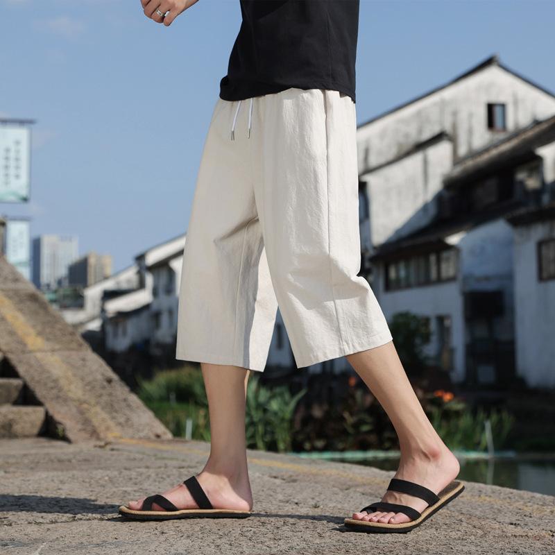 Summer Casual Linen Short Pants New Cotton Straight Mens Lightweight Shorts Large Solid Color Gym Fifth Beach Short Pants