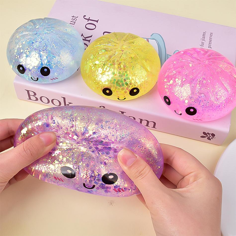 Blind Box Colorful Glitter Dumpling Squishy Relaxing  Antistress Enhance Happiness Rebound Squeeze Reliever Toy