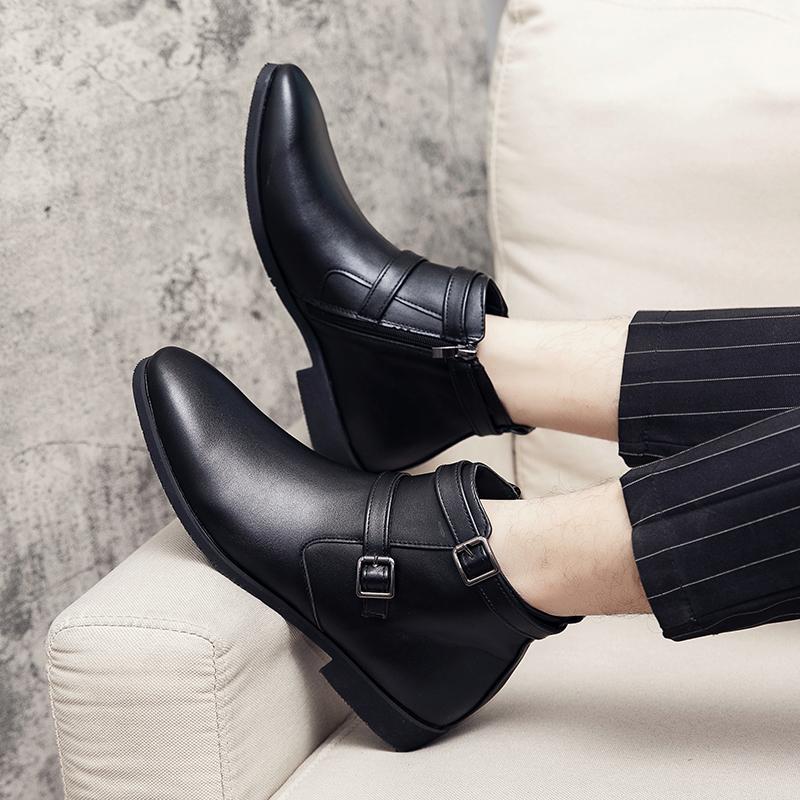 All-match Men Ankle Boots Elegantes Formal Business Office Man Shoes Classic Men Chelsea Boots Side Zipper Leather Dress Shoes