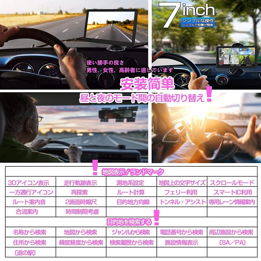 Portable Touchscreen Car Navigation System with Latest Roadway Speed and Safe Driving Guide 7-inch Maps, In-Car GPS, 12V-36V, Guide, Warning, (TY)