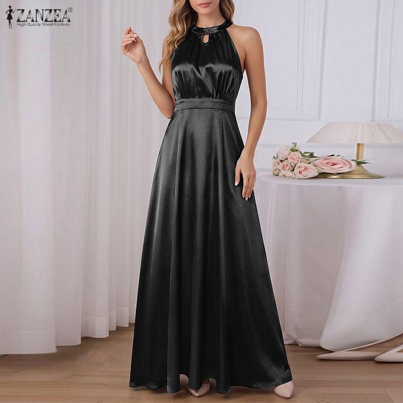 ZANZEA Women Casual Off Shoulder Elegant Sleeveless Long Dress