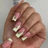 Reusable Press-On Nails Medium Length With Glitter Powder Detachable Artificial Nail Tips Women