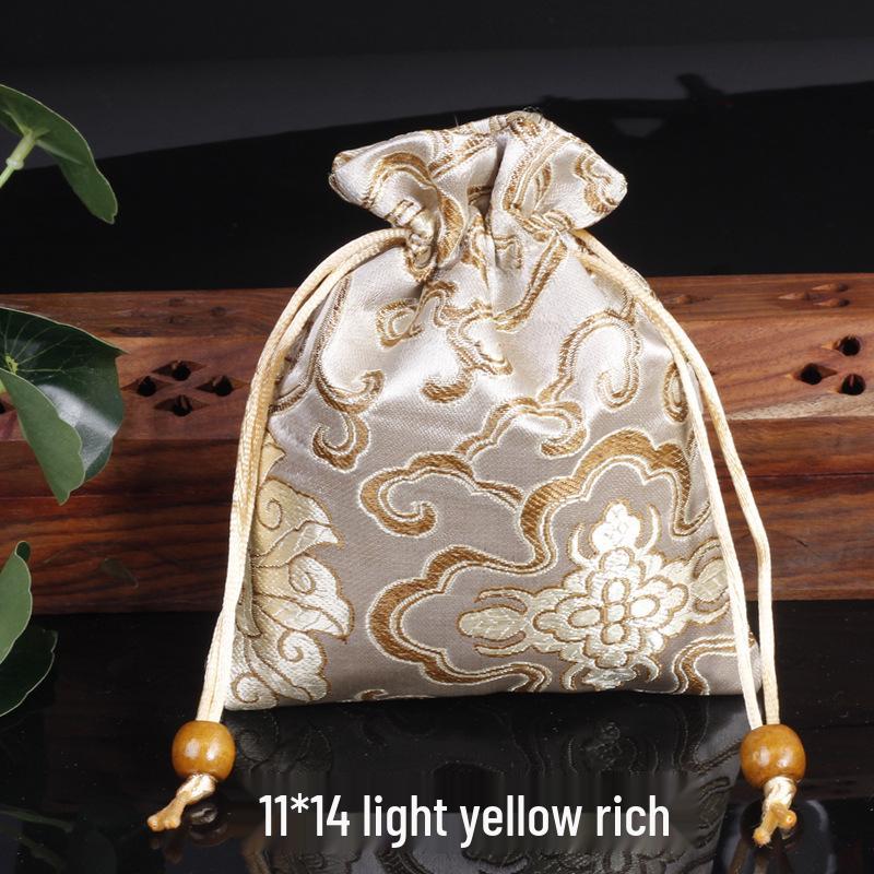 Silk Satin Jewelry Drawstring Bag - Small Brocade Storage Pouch