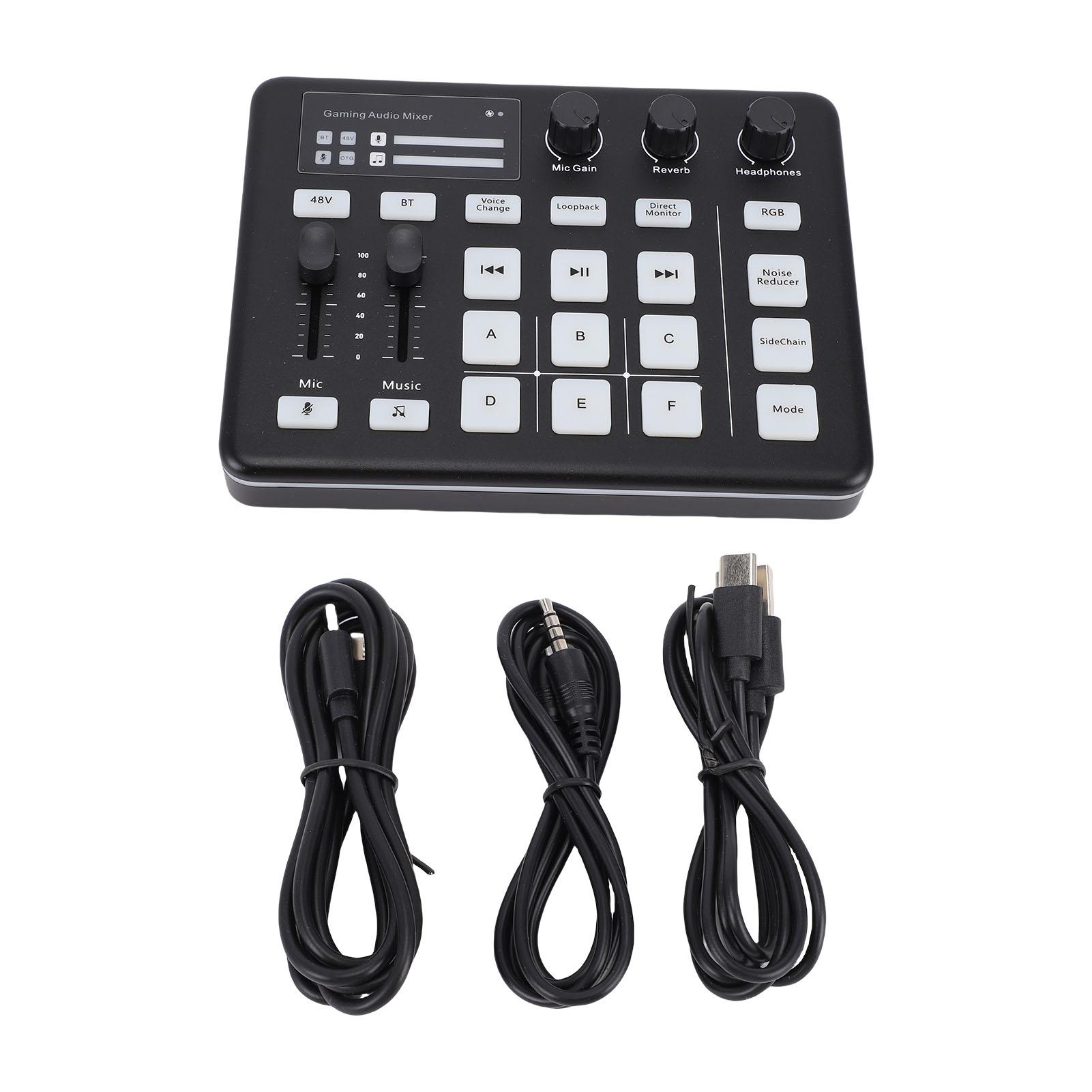 Gaming Sound Mixer RGB Light   Accompaniment Live Streaming Sound Card Voice Changer