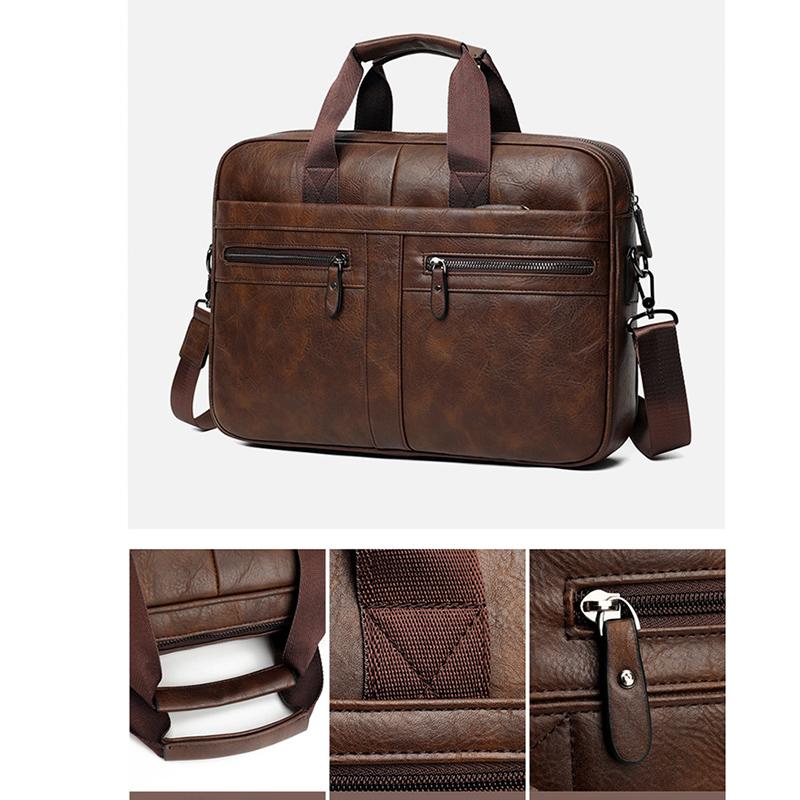 Men's New Business Laptop Bag Fashion Men's One-shoulder Messenger Briefcase Large-capacity Retro Shoulder Bag