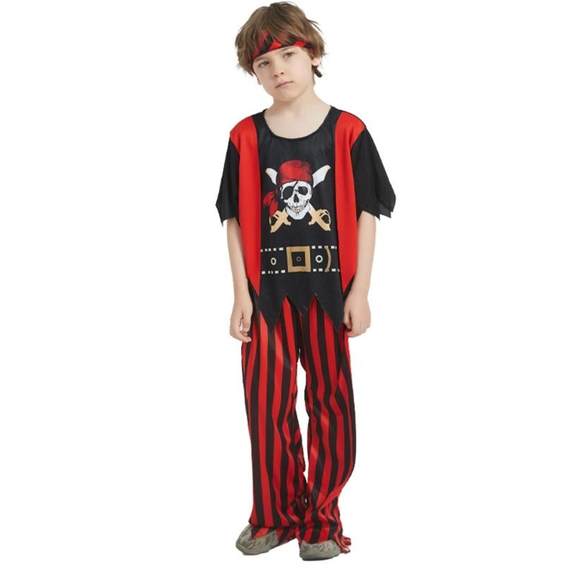 Boys Costume Pirate Outfit Halloween Pirate Costume Set Children Buccaneer Captain Dress Up Clothes for Cosplay-Events