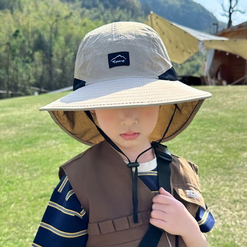 Big Brim Shawl Kids Sunscreen Hat Neck Ear Cover Kids Beach Caps Children's Summer Hat  Girls Boys