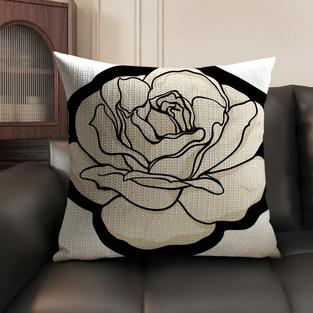 Retro Art Flowers Cushion Cover Natural Linen Organic Fabric DoubleSided Printing Sofa Home Decor Breathable Environmentally