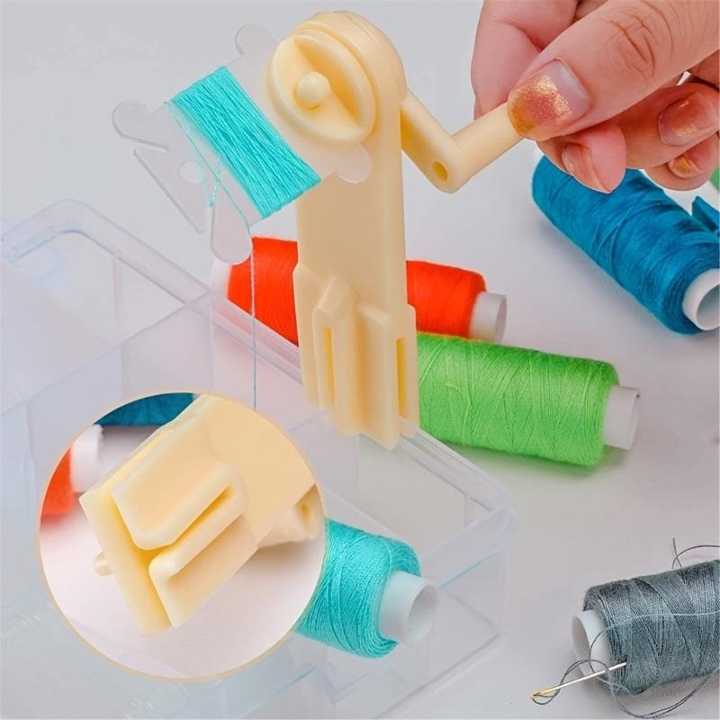 Plastic Embroidery Thread Organizers Set Includes 200 Floss Bobbins And Manual Bobbins Winder for Craft Projects