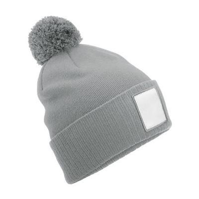 Beechfield Cappello a maglia con patch applicato a pom pom