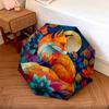 0106 Leaf Fox  Pattern, Automatic Folding Umbrella, Portable and Foldable Design, 8 Ribs, a Christmas or Birthday Gift.