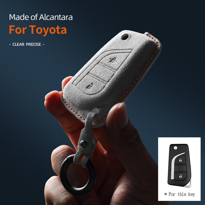 2 4 Button suede car key case cover protect shell Skin F For Toyota Corolla RAV4 C-HR Yaris Aygo Avensis Scion Vitz Flip Key