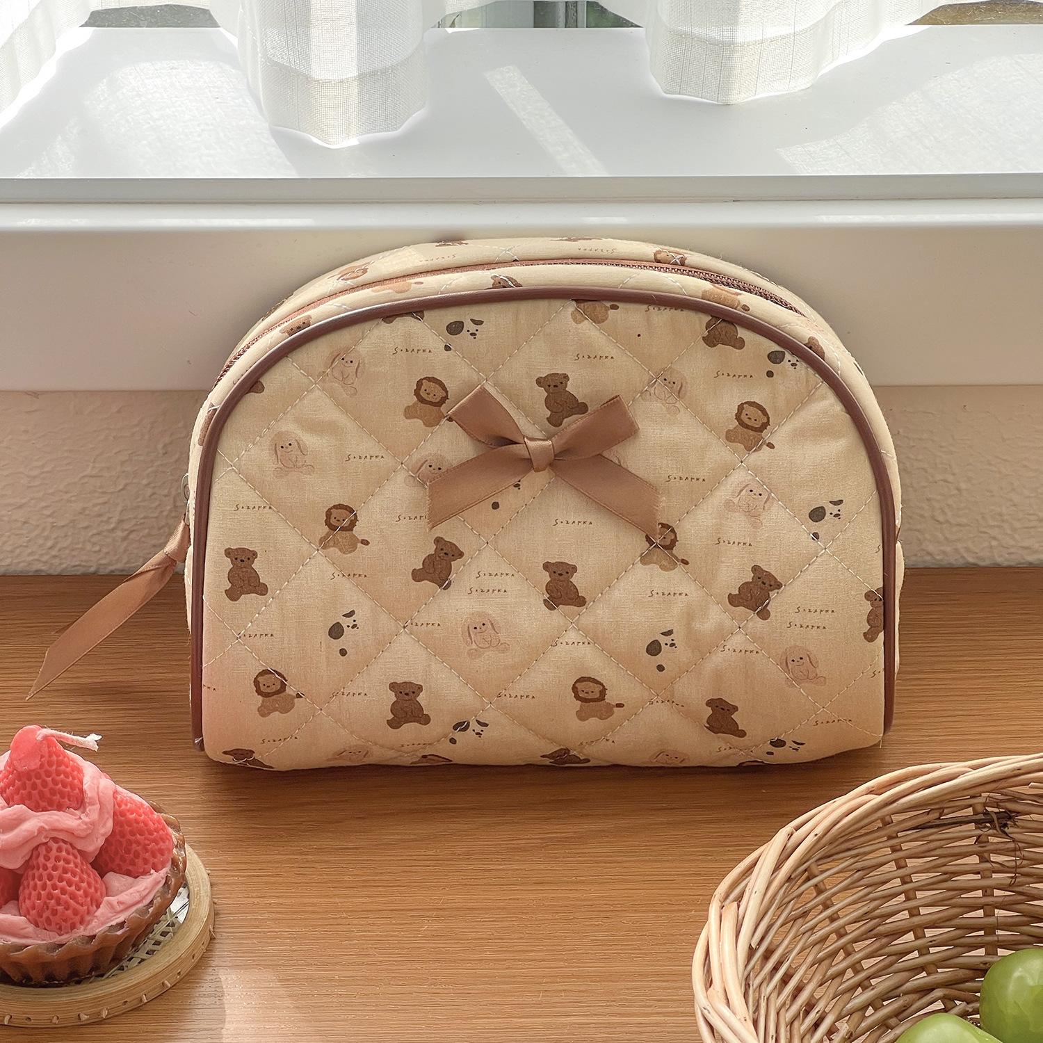 S/L Bow Semi-circular Makeup Bag Woman Cosmetic Bag Makeup Organizer Large Capacity Toiletry Bag Portable Travel Organizer