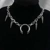 Hip Hop Punk Sliver Color Geometry Rivet Tassel Horseshoe-shaped Pendant Necklace for Women Stainless Steel Collar Chain Jewelry