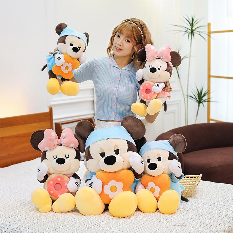Donut Mickey Minnie Plush Sweetheart Breakfast Mickey Mouse Doll Sleeping Pillow