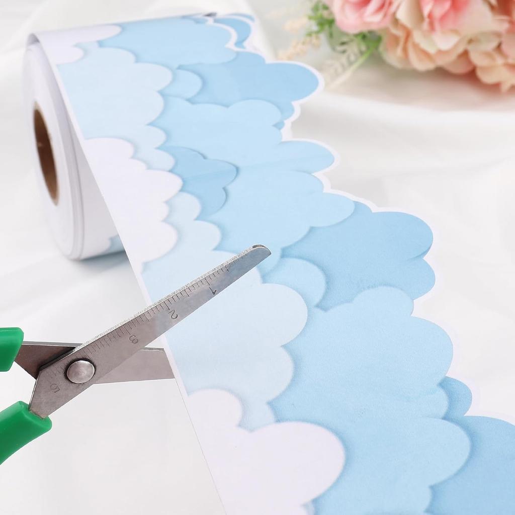 32.8ft Cloud Mass Border Trim Wall Sticker for Chalkboard Notice Board Decoration Bulletin Board Border Trim Sticker