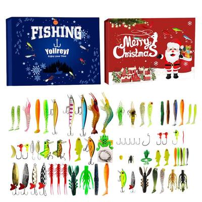 2025 Christmas Fishing Advent Calendar Countdown Fishing Lure Calendar 24 Days Fishing Lures Set Tackle Box Creative Xmas Gifts