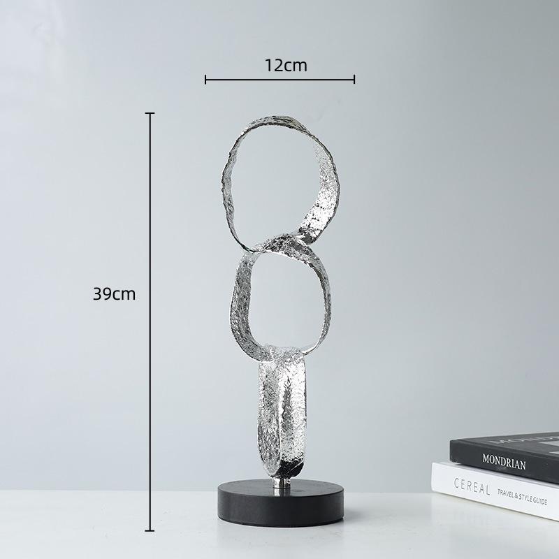 

Абстрактна металева геометрична кругла прикраса Срібний обруч Нерегулярна скульптура Декоративні фігурки Аксесуари для декору дому