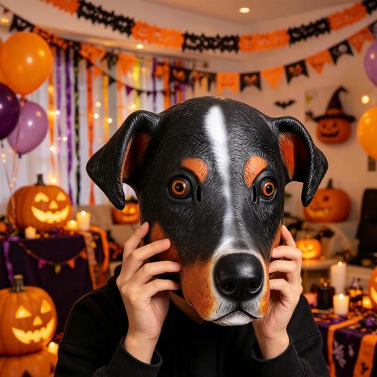 Latex Dog Head Masque Realistic Animal Full Head Masque for Halloween Costume Cosplay Fancy