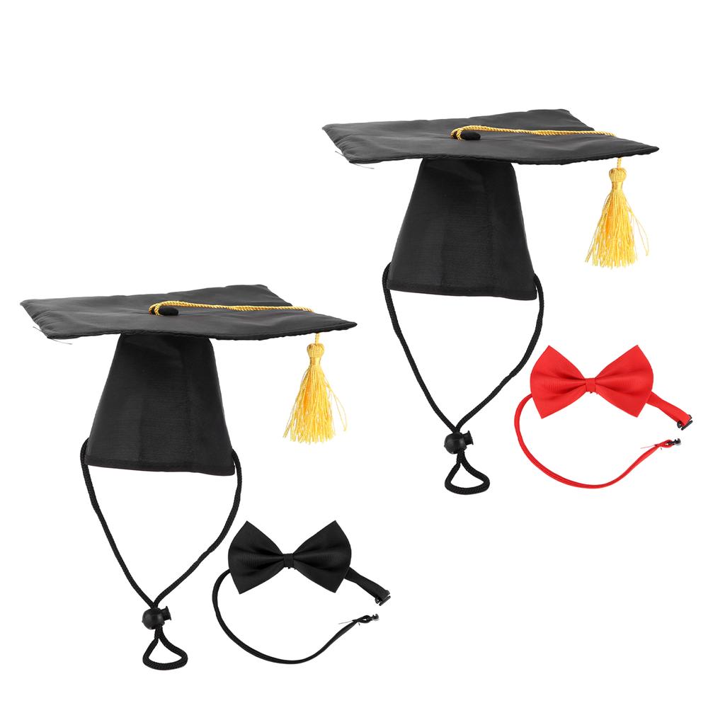 Pet Promoce Čepice s Motýlkem Límec Kravata Promoce Klobouky pro Psy a Malé Mazlíčky