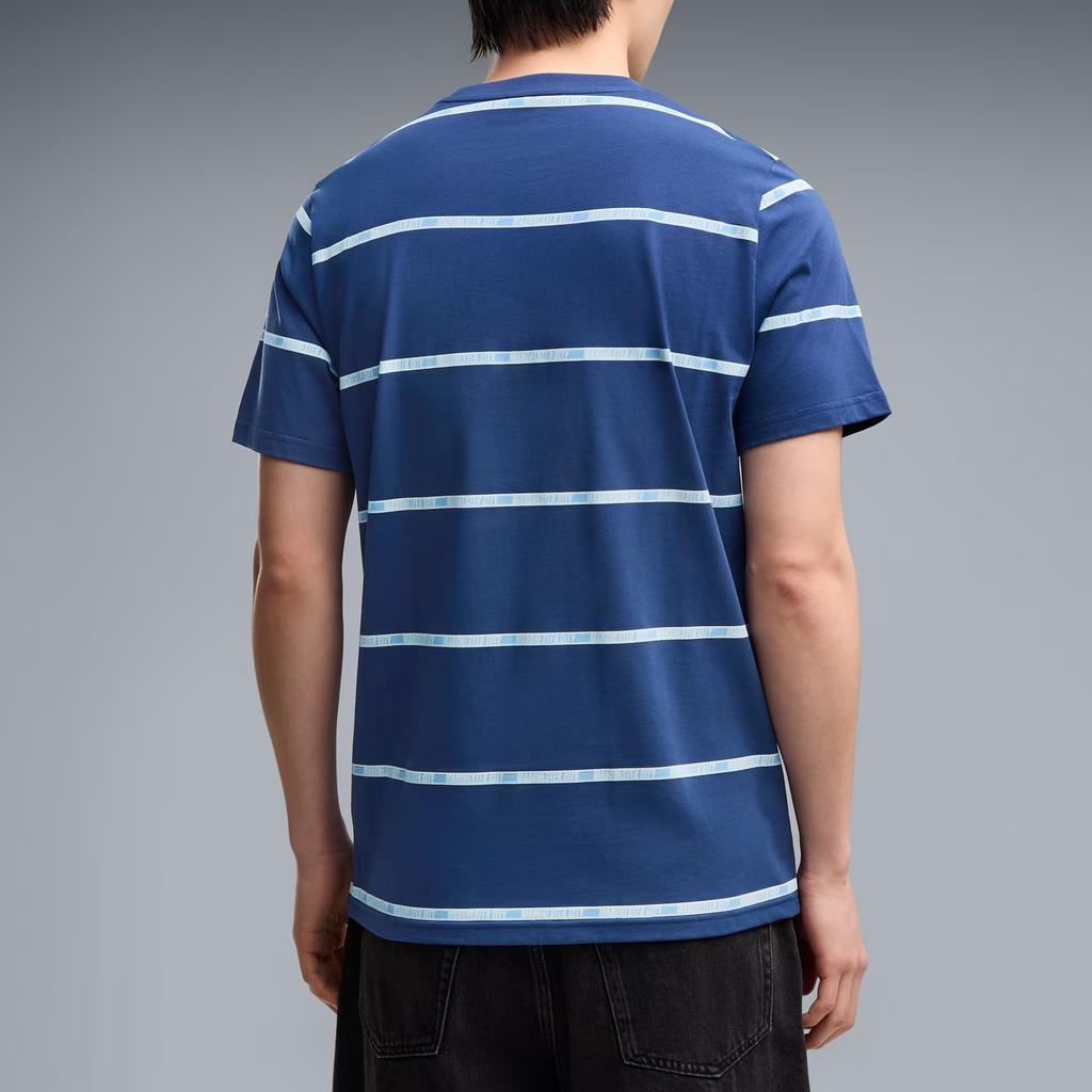 Puma Manchester City Ftblculture Printed Crew Neck Sports Striped Short Sleeve T-Shirt Men Tops 786280-39