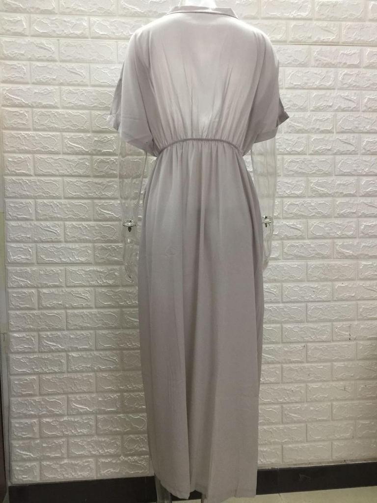 763 New Hot Selling Deep V Short Sleeve Split Dress