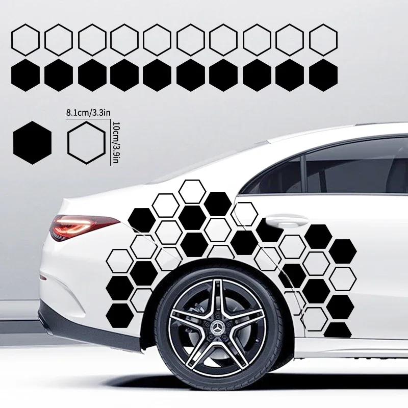10PCS Hollow/solid Honeycomb Car Stickers DIY Sport Auto Side Door Decoration Vehicle Whole Body Vinyl Decals Open Style Styling